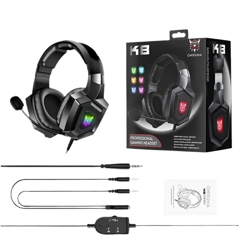 ONIKUMA Wired Stereo Gaming Headphones With Mic LED Lights for Gamer Headset