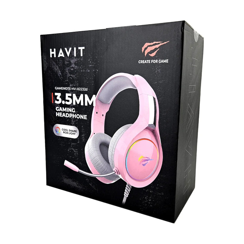 Headset Gamer Havit Gamenote H2232d RGB Rosa