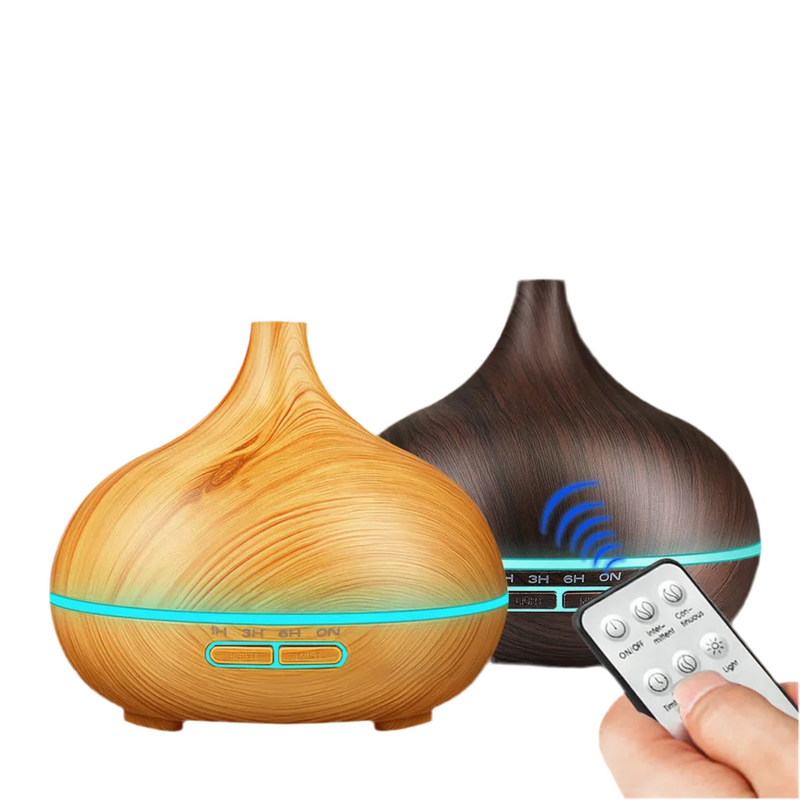 500ml Air Humidifier Aromatherapy Essential Oil Diffuser Wood Grain Ultrasonic Remote Control 7 Color Lights For Home Bedroom