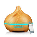 500ml Air Humidifier Aromatherapy Essential Oil Diffuser Wood Grain Ultrasonic Remote Control 7 Color Lights For Home Bedroom