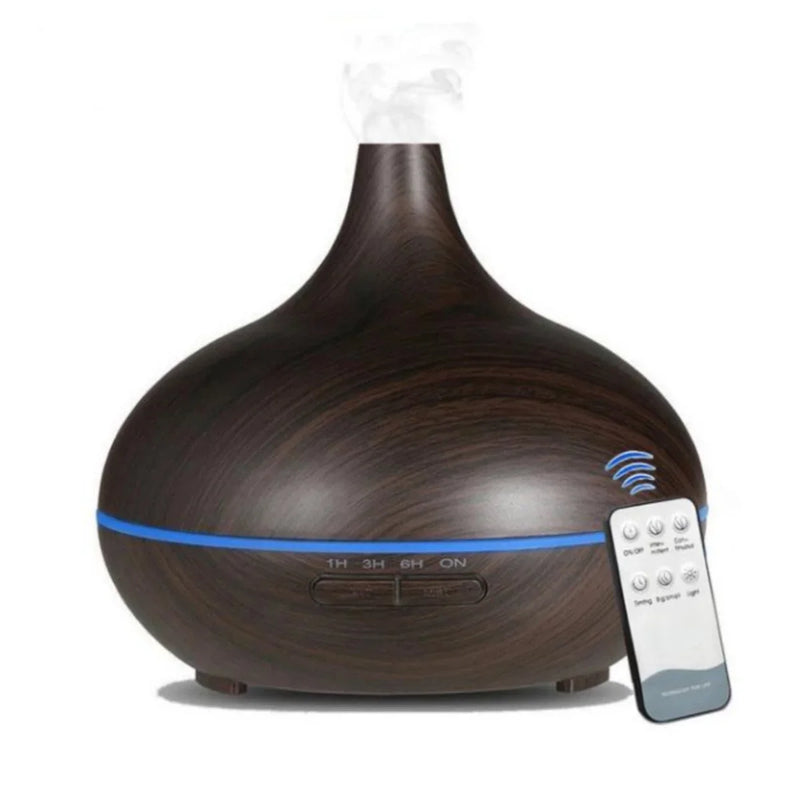 500ml Air Humidifier Aromatherapy Essential Oil Diffuser Wood Grain Ultrasonic Remote Control 7 Color Lights For Home Bedroom